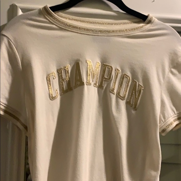 Champion Tops - Cream Champion TShirt crop top fitted